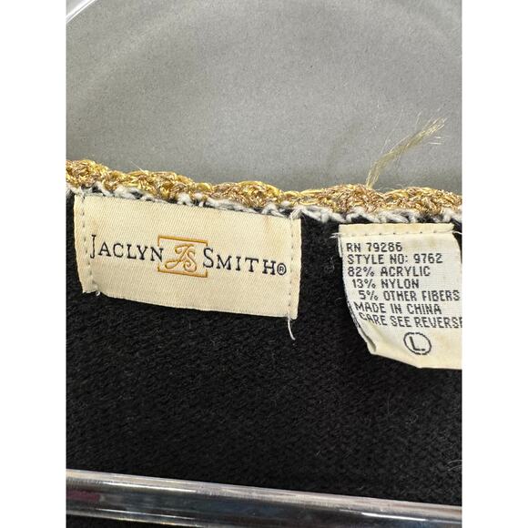 Vintage Jaclyn Smith Floral Embroidered Sweater Bold 80s Statement Size Large - Picture 5 of 16